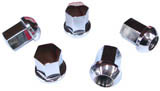 set di 5 dadi ruota in alluminio style PORSCHE ad appoggio bombato ( 14x1,5 ) finitura cromata