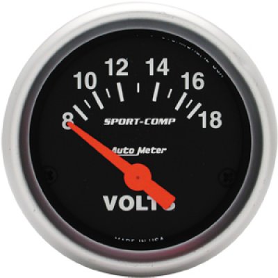Voltmetro Autometer SPORT COMP diam 52mm 8-18 Volt (Maggiolino) - Beetle  Italy